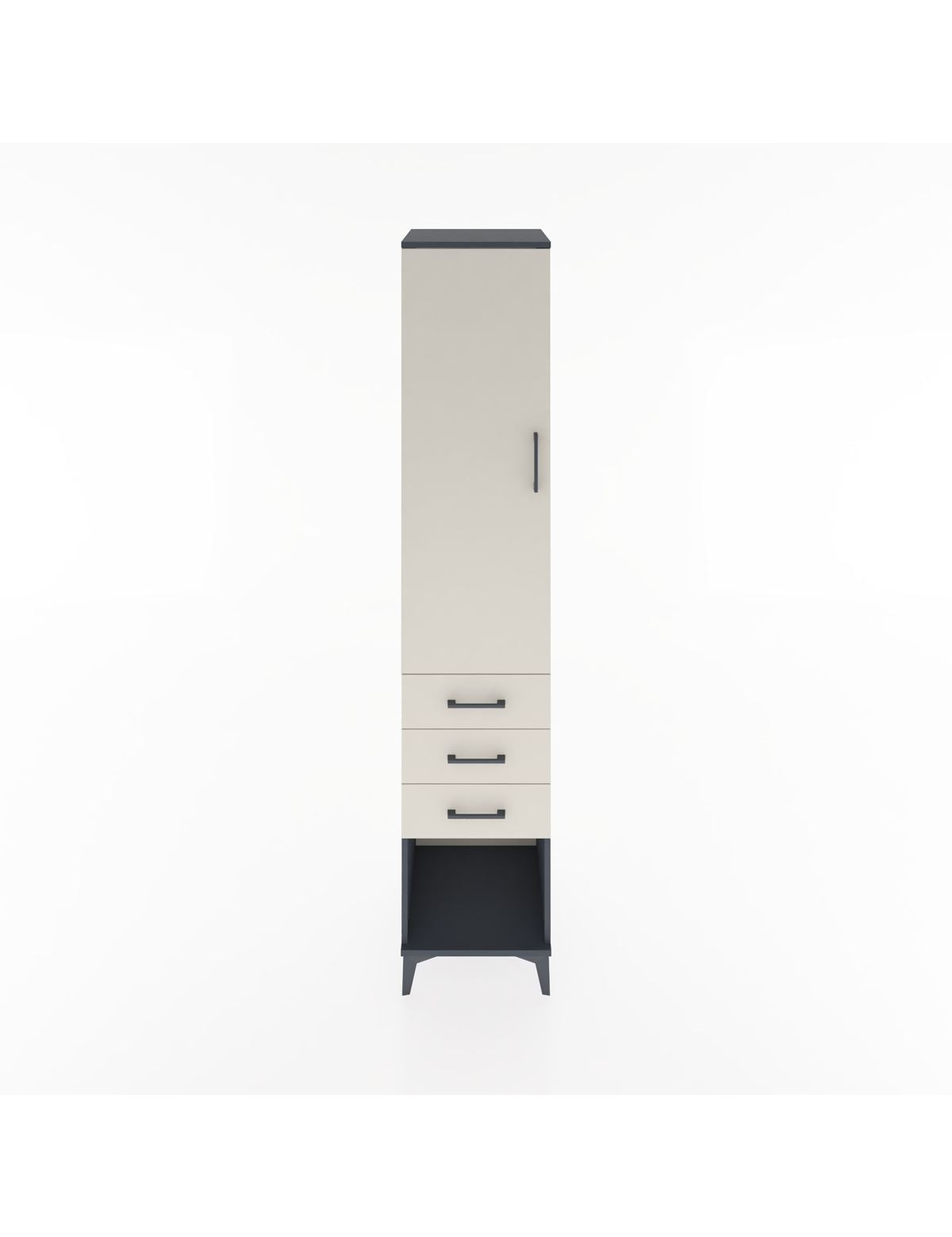 Hyperion Dolap 2 Raflı 3 Çekmeceli Tek Kapaklı 44x44x221 Antrasit-Aytaşı