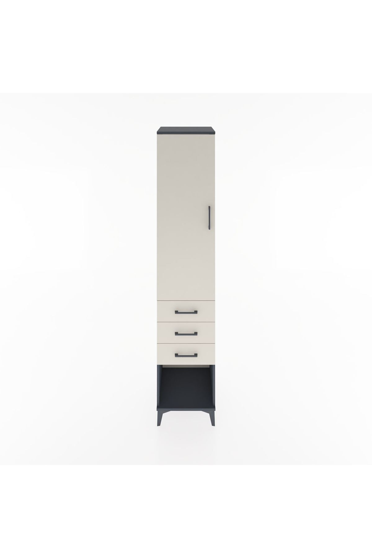 Hyperion Dolap 2 Raflı 3 Çekmeceli Tek Kapaklı 44x44x221 Antrasit-Aytaşı