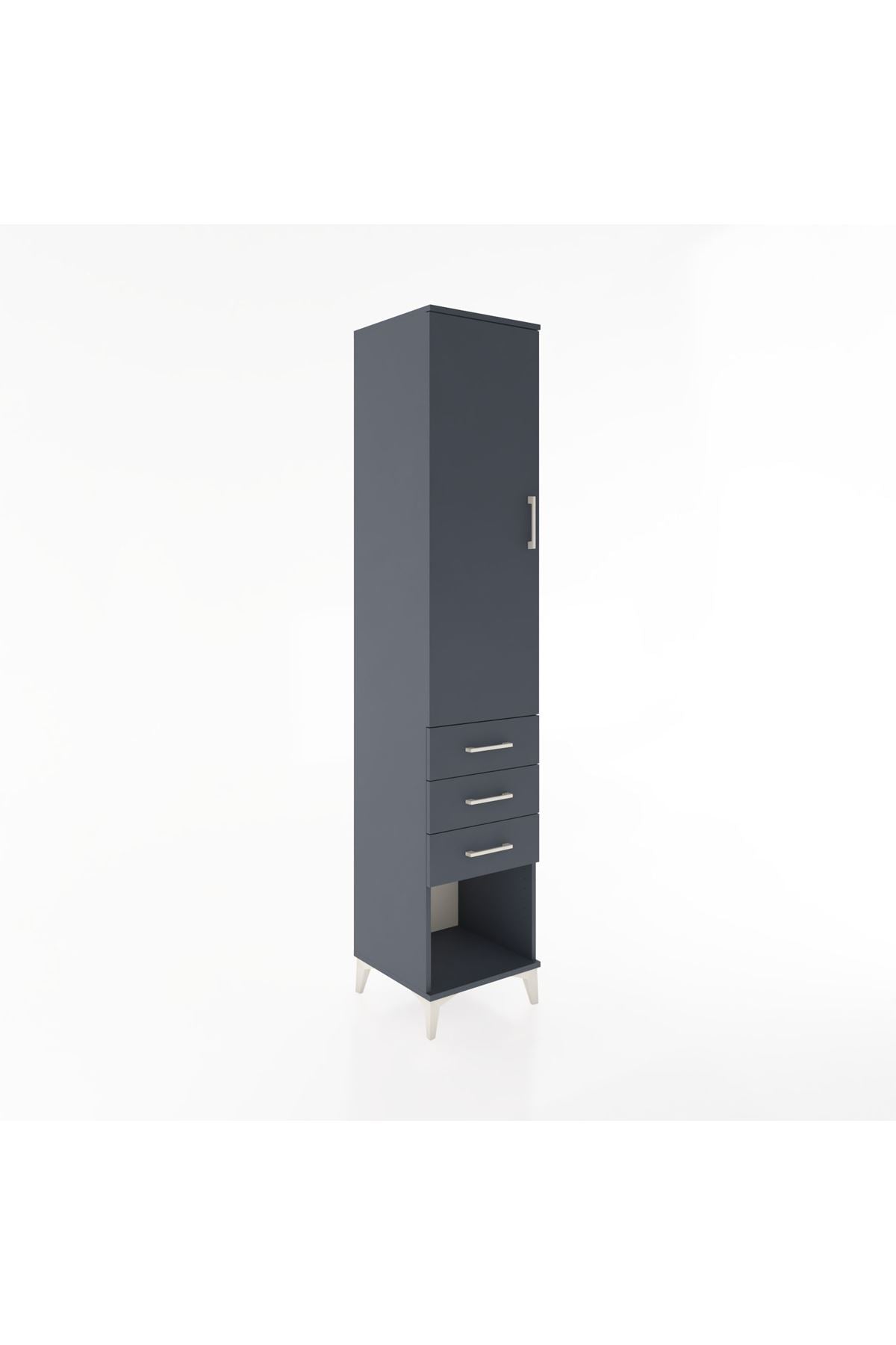 Hyperion Dolap 2 Raflı 3 Çekmeceli Tek Kapaklı 44x44x221 Antrasit-Antrasit