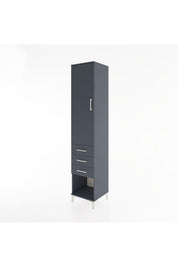 Hyperion Dolap 2 Raflı 3 Çekmeceli Tek Kapaklı 44x44x221 Antrasit-Antrasit