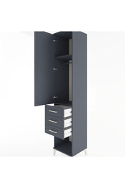 Hyperion Dolap 2 Raflı 3 Çekmeceli Tek Kapaklı 44x44x221 Antrasit-Antrasit