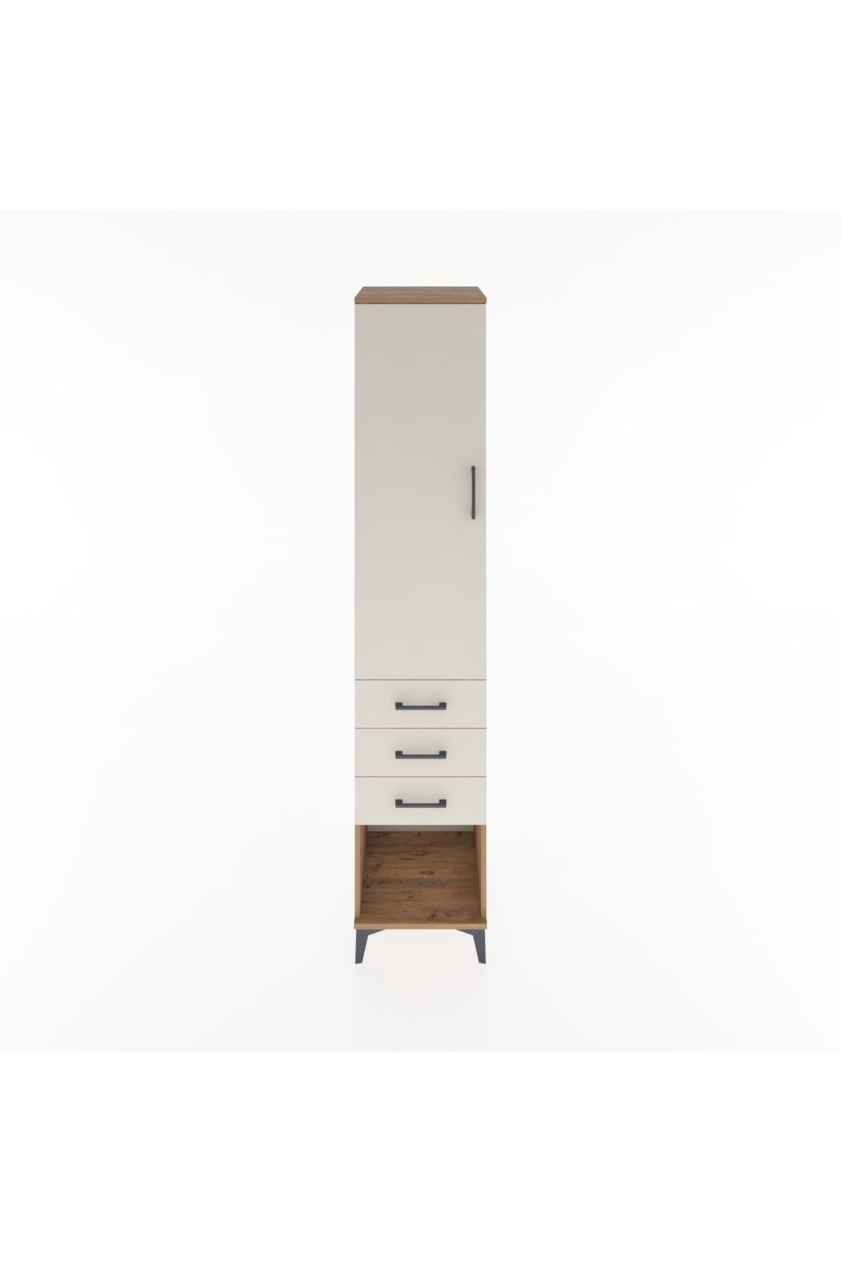 Hyperion Dolap 2 Raflı 3 Çekmeceli Tek Kapaklı 44x44x221 Çam-Aytaşı