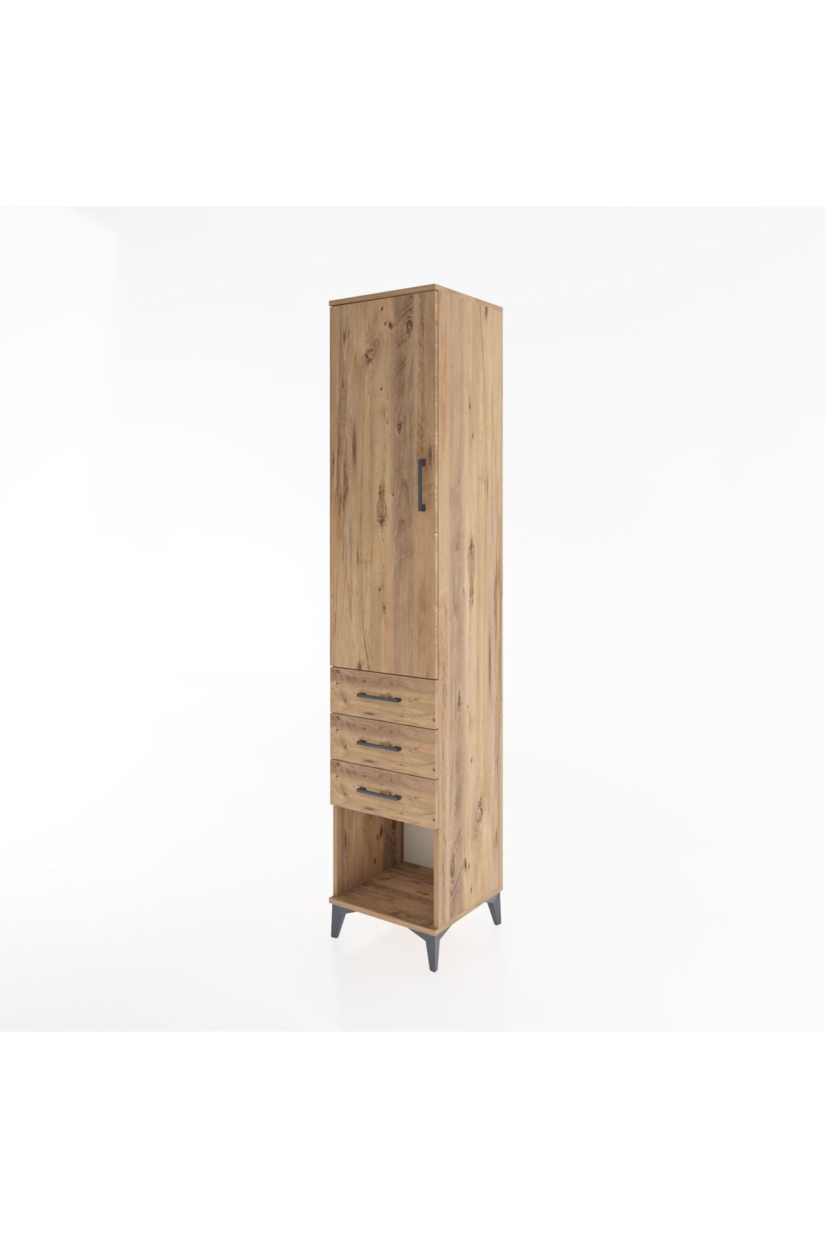 Hyperion Dolap 2 Raflı 3 Çekmeceli Tek Kapaklı 44x44x221 Çam-Çam