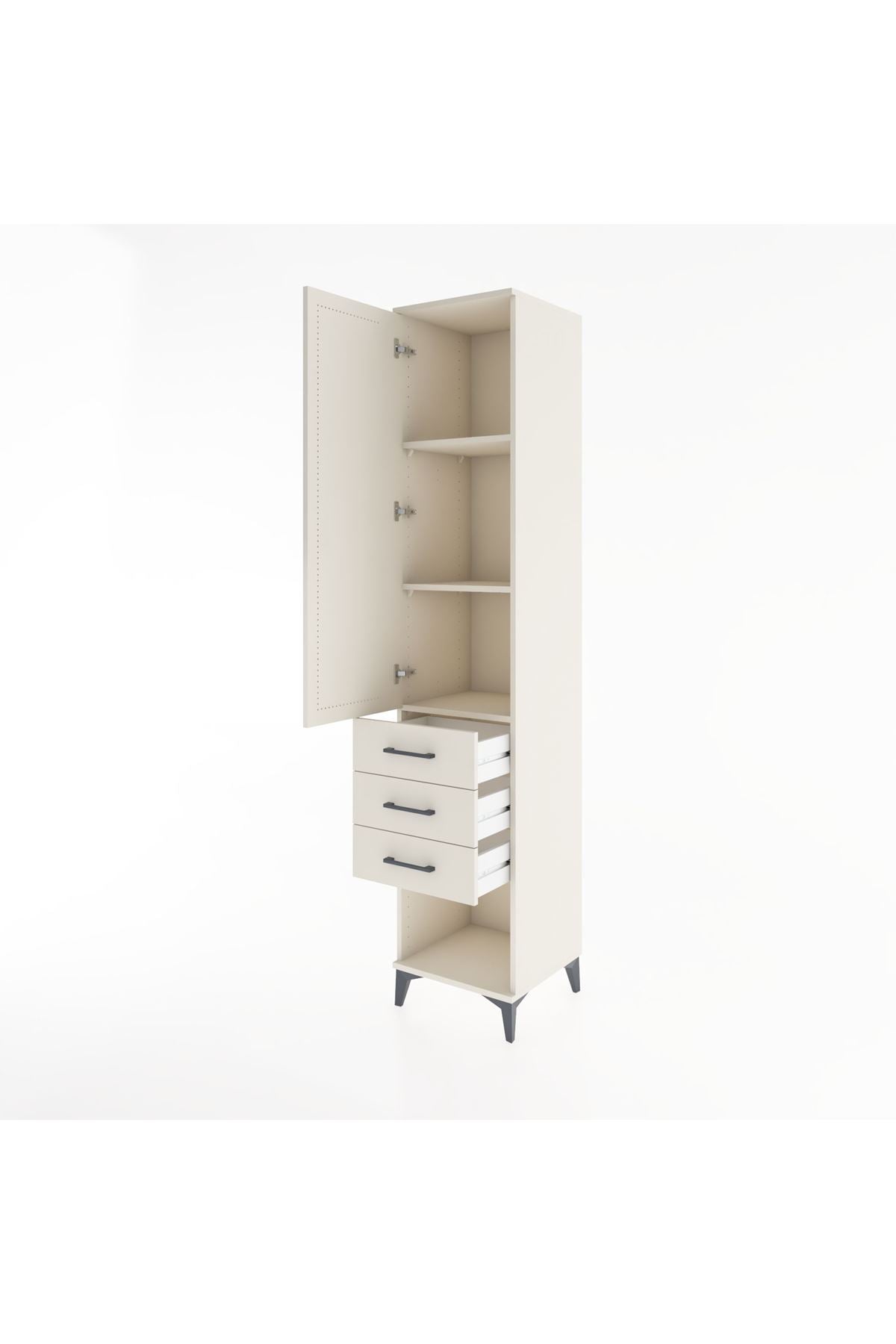 Hyperion Dolap 3 Raflı 3 Çekmeceli Tek Kapaklı 44x44x221 Aytaşı-Aytaşı