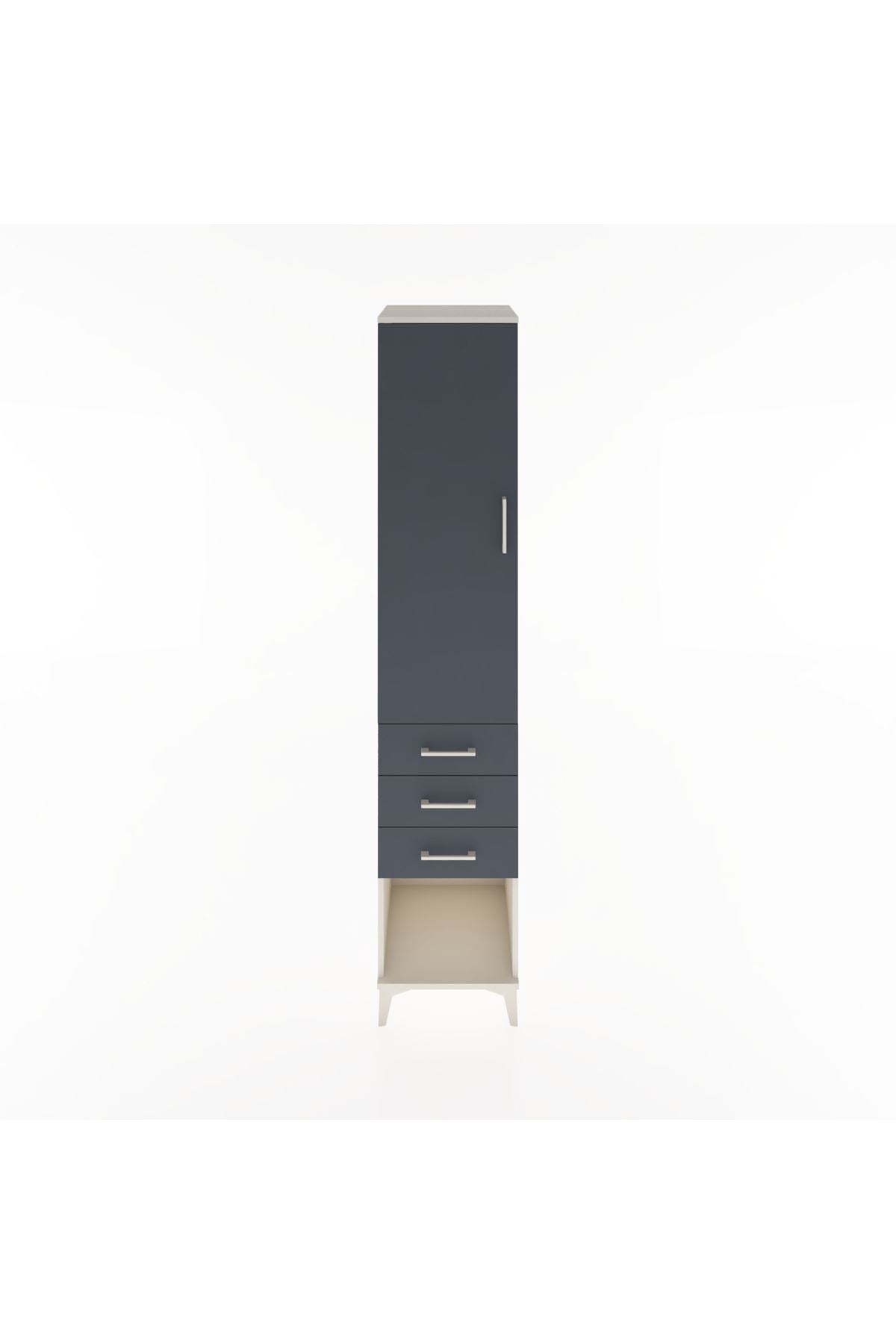 Hyperion Dolap 3 Raflı 3 Çekmeceli Tek Kapaklı 44x44x221 Aytaşı-Antrasit