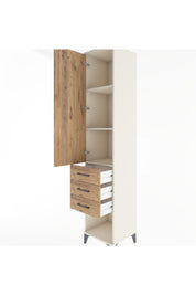 Hyperion Dolap 3 Raflı 3 Çekmeceli Tek Kapaklı 44x44x221 Aytaşı-Çam