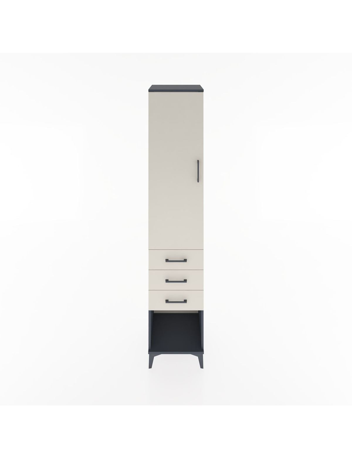 Hyperion Dolap 3 Raflı 3 Çekmeceli Tek Kapaklı 44x44x221 Antrasit-Aytaşı