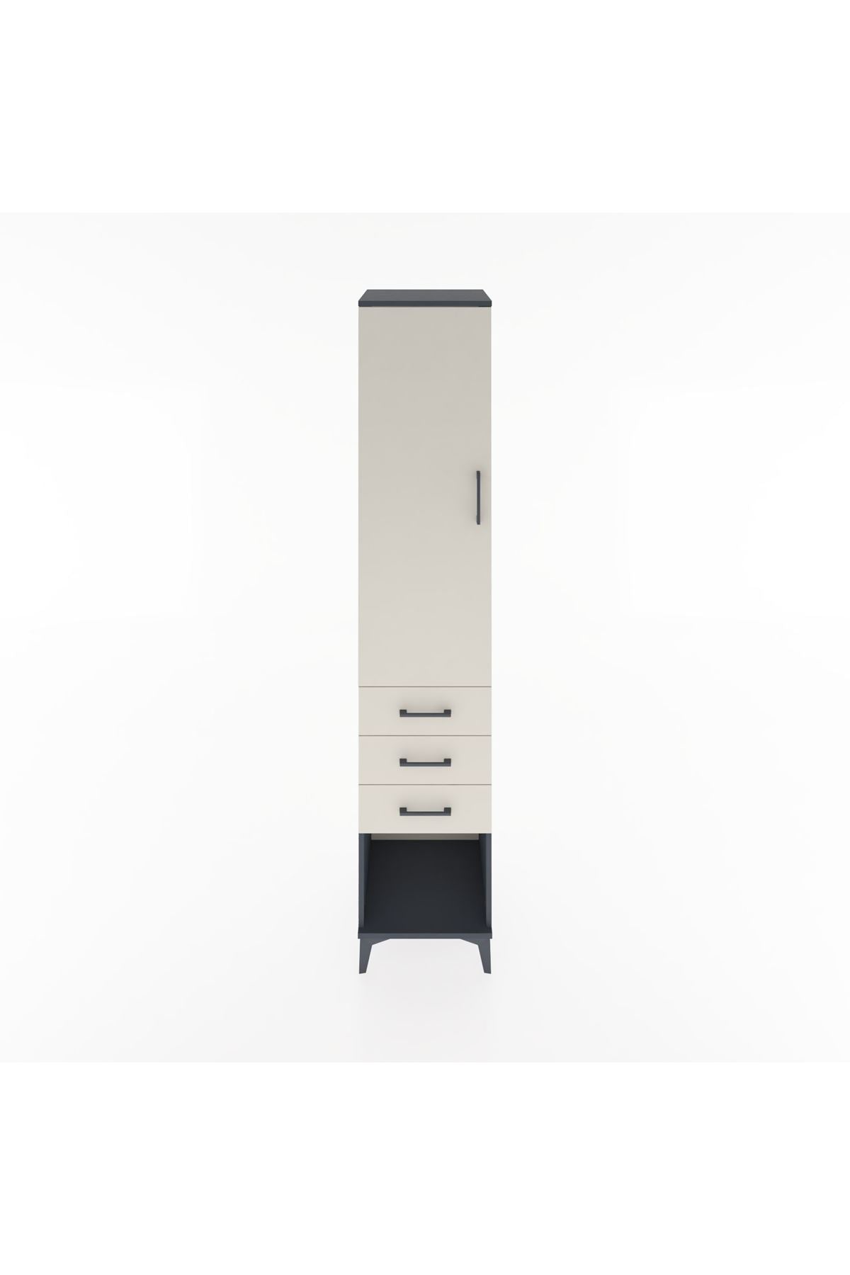 Hyperion Dolap 3 Raflı 3 Çekmeceli Tek Kapaklı 44x44x221 Antrasit-Aytaşı