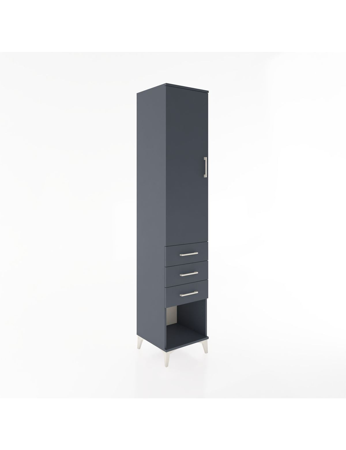 Hyperion Dolap 3 Raflı 3 Çekmeceli Tek Kapaklı 44x44x221 Antrasit-Antrasit