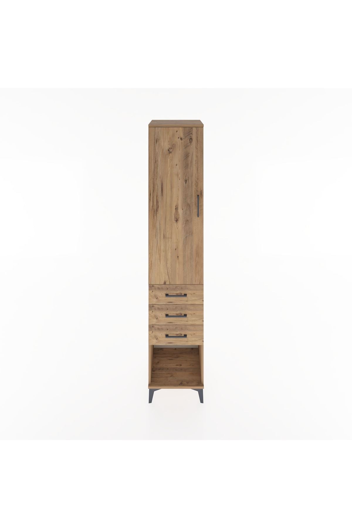 Hyperion Dolap 3 Raflı 3 Çekmeceli Tek Kapaklı 44x44x221 Çam-Çam