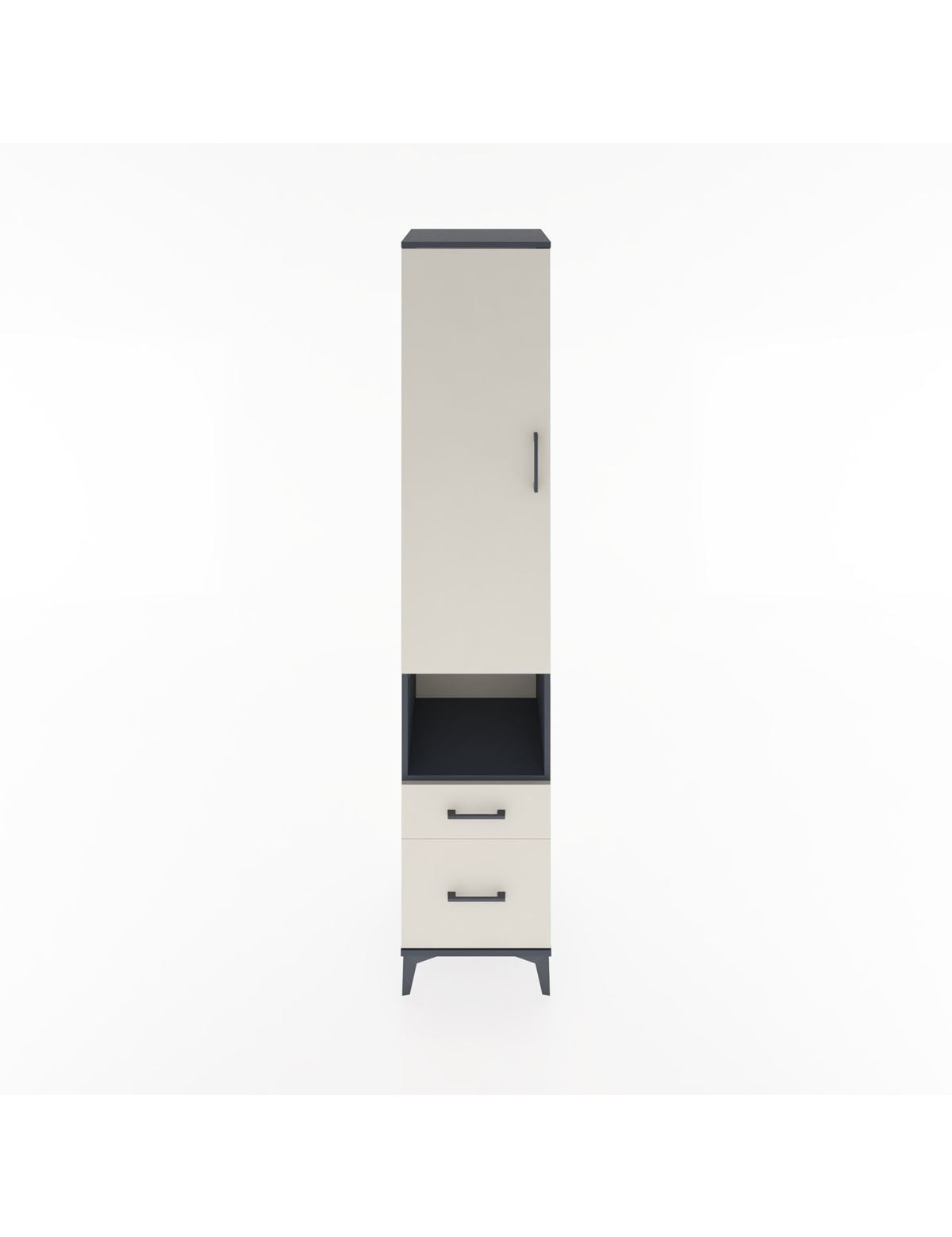 Hyperion Dolap 3 Raflı 2 Çekmeceli Tek Askılı 44x44x221 Antrasit-Aytaşı