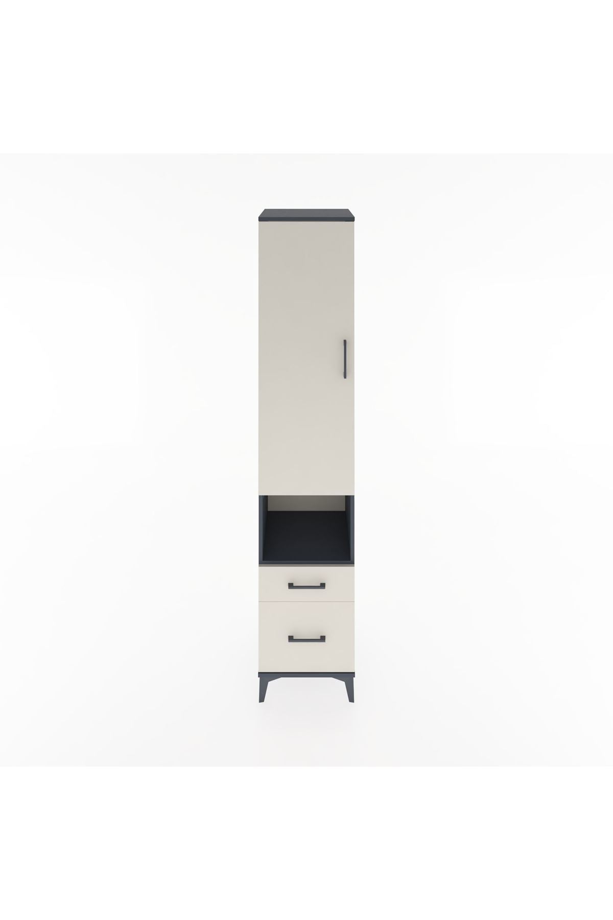 Hyperion Dolap 3 Raflı 2 Çekmeceli Tek Askılı 44x44x221 Antrasit-Aytaşı