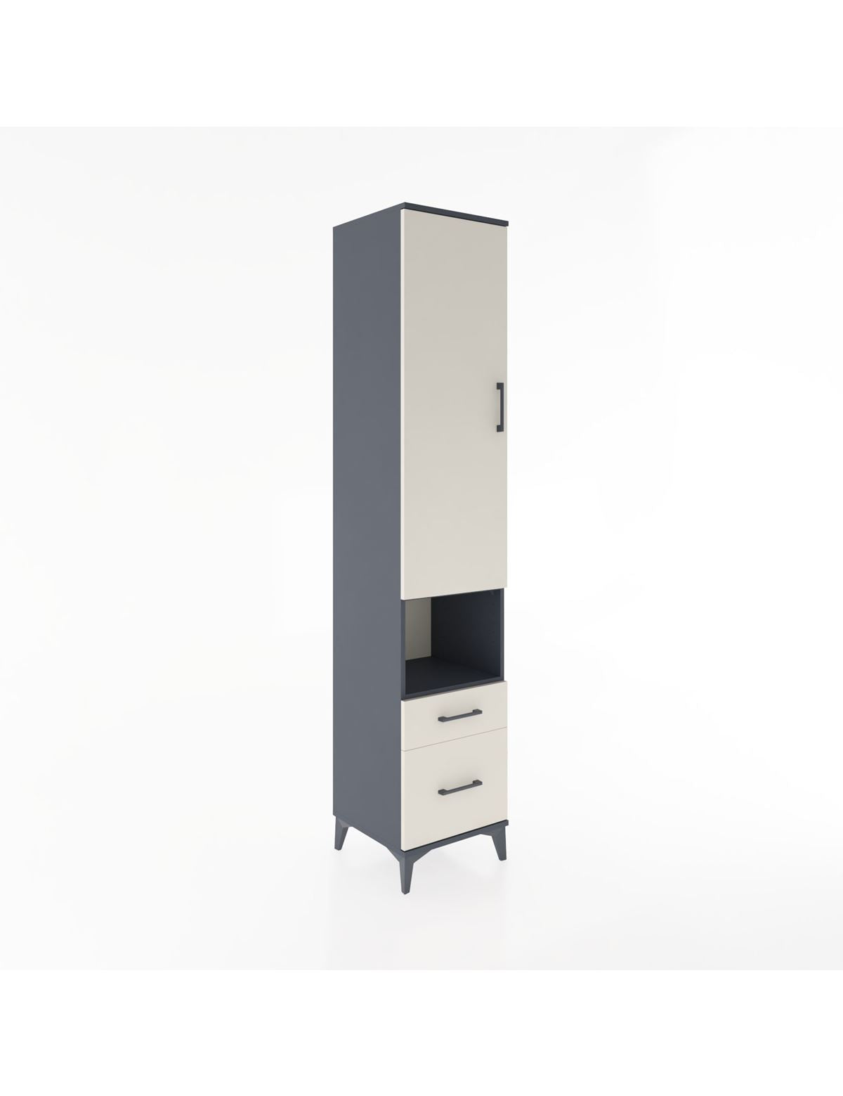 Hyperion Dolap 3 Raflı 2 Çekmeceli Tek Askılı 44x44x221 Antrasit-Aytaşı