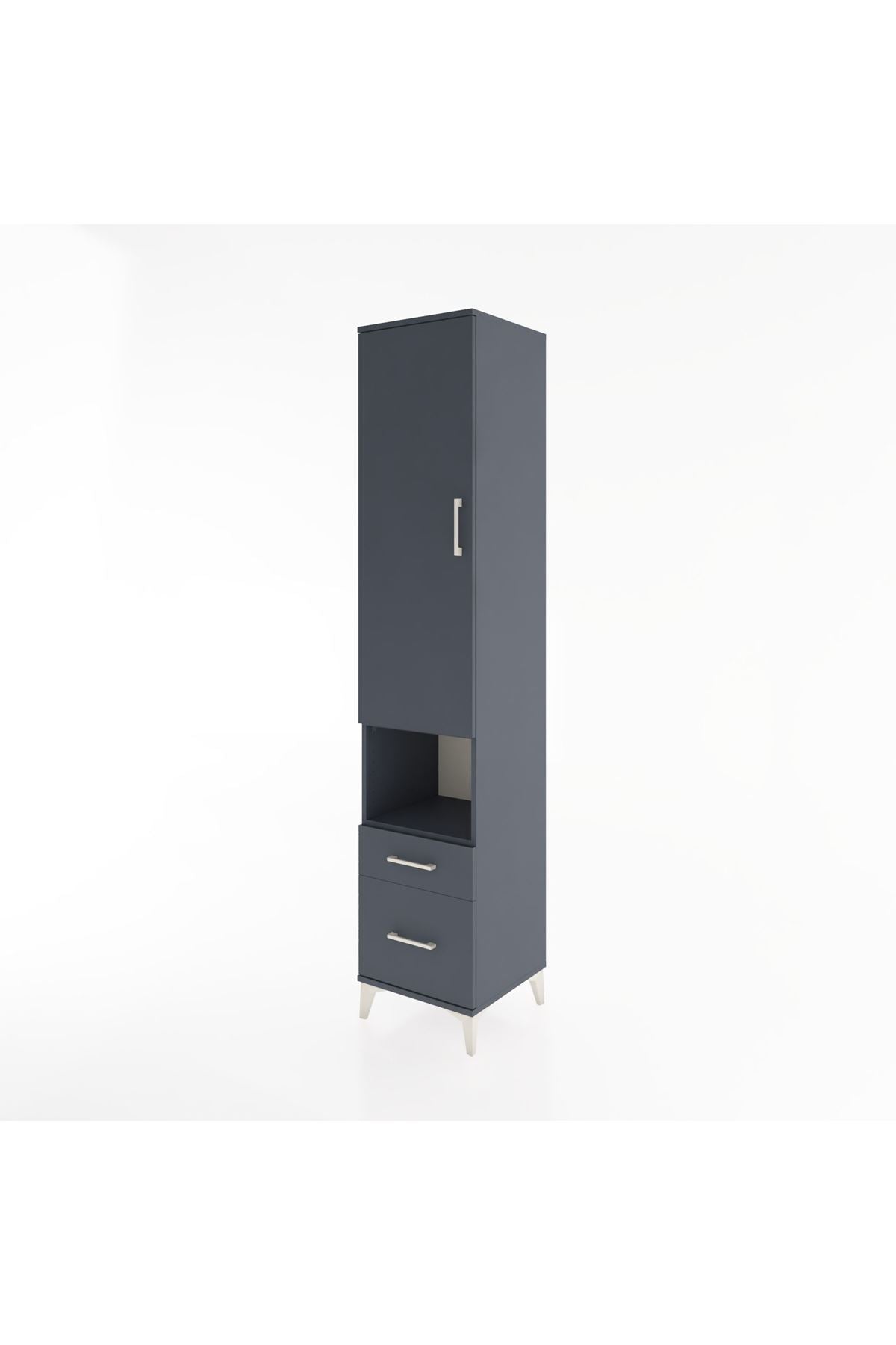 Hyperion Dolap 3 Raflı 2 Çekmeceli Tek Askılı 44x44x221 Antrasit-Antrasit