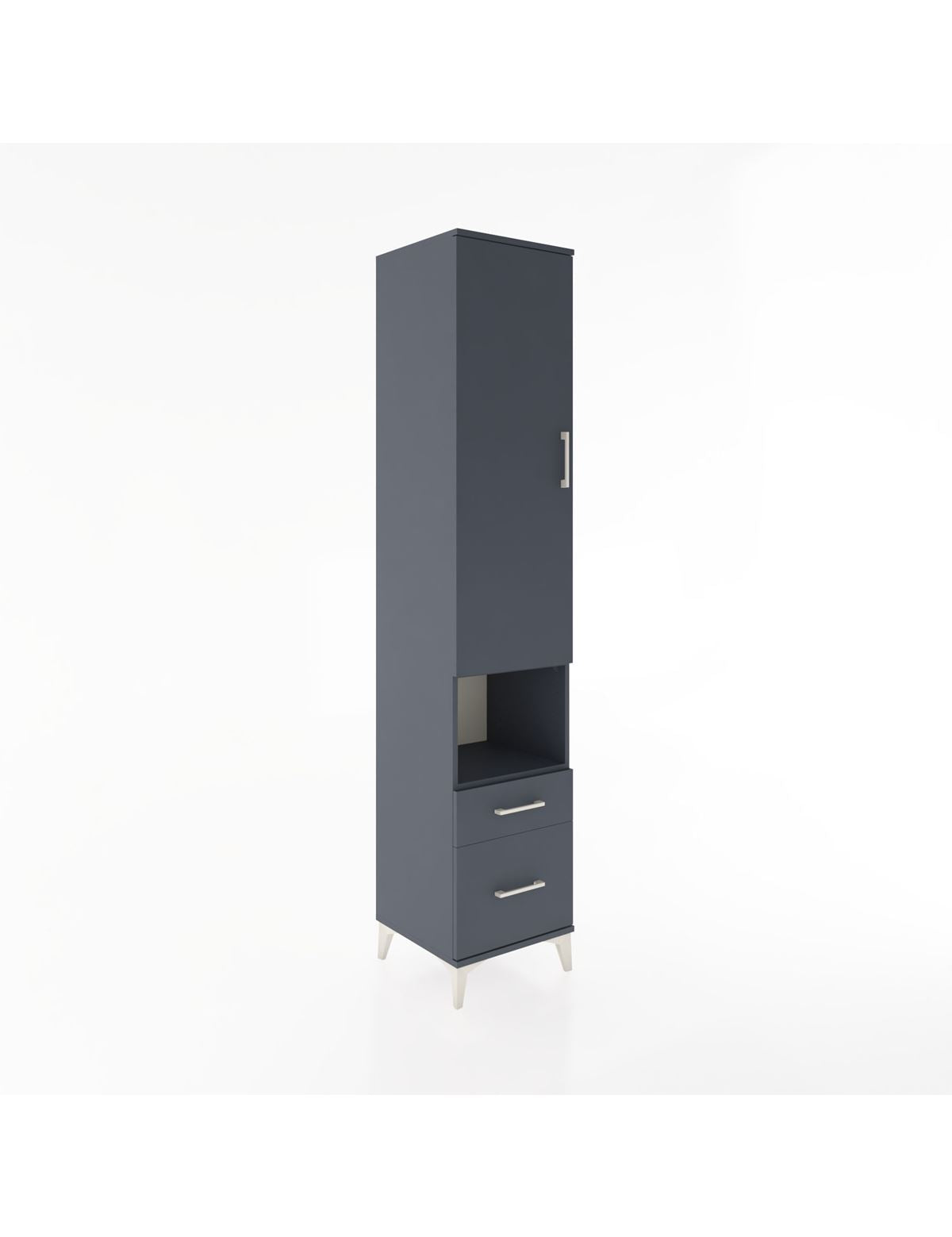 Hyperion Dolap 3 Raflı 2 Çekmeceli Tek Askılı 44x44x221 Antrasit-Antrasit