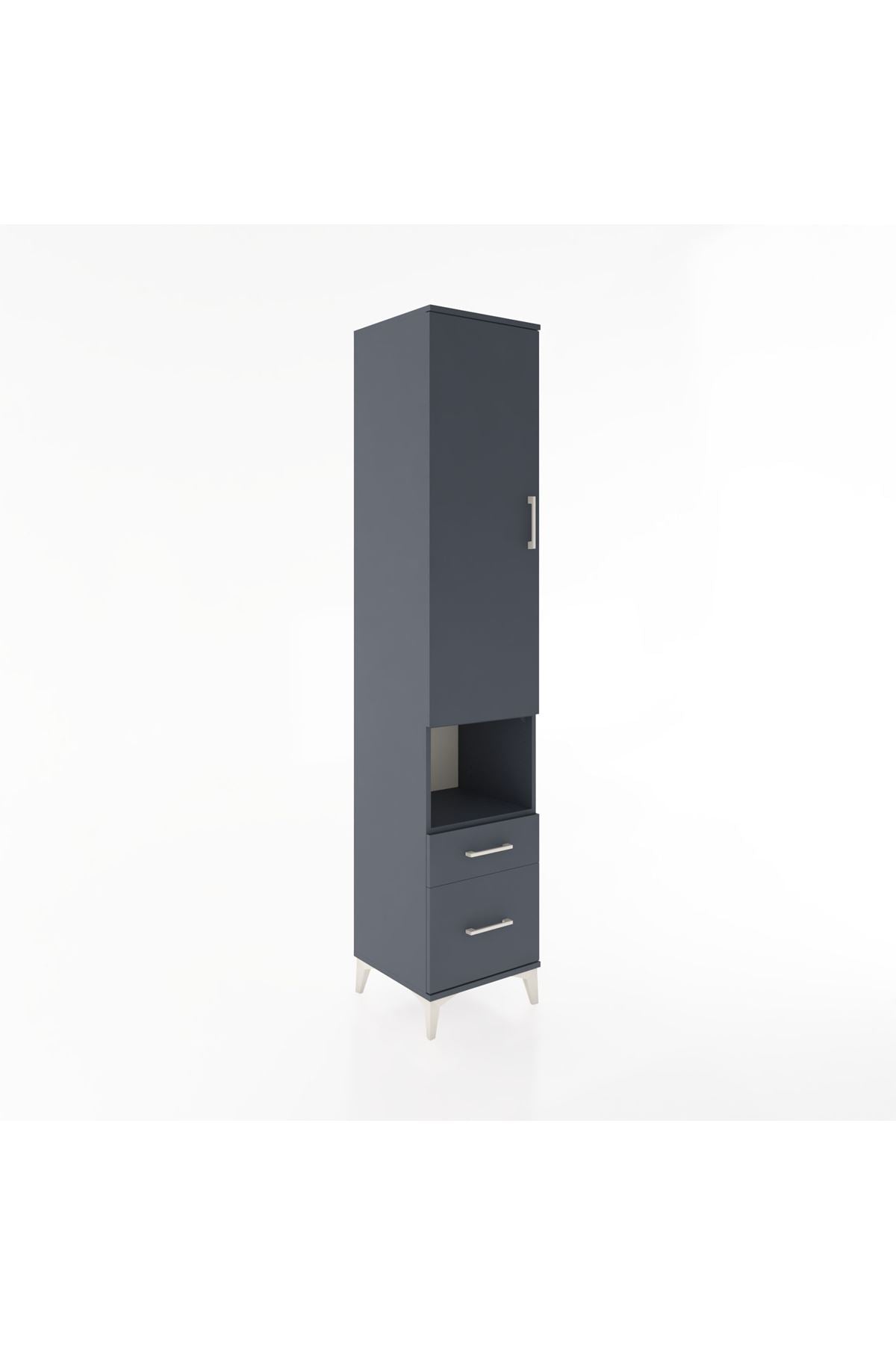 Hyperion Dolap 3 Raflı 2 Çekmeceli Tek Askılı 44x44x221 Antrasit-Antrasit