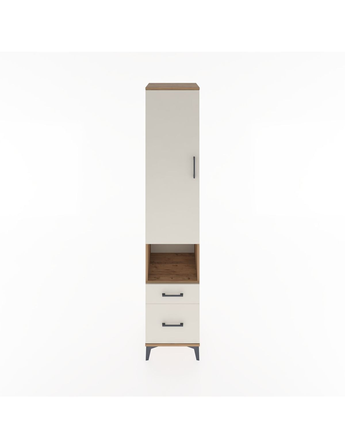 Hyperion Dolap 3 Raflı 2 Çekmeceli Tek Askılı 44x44x221 Çam-Aytaşı