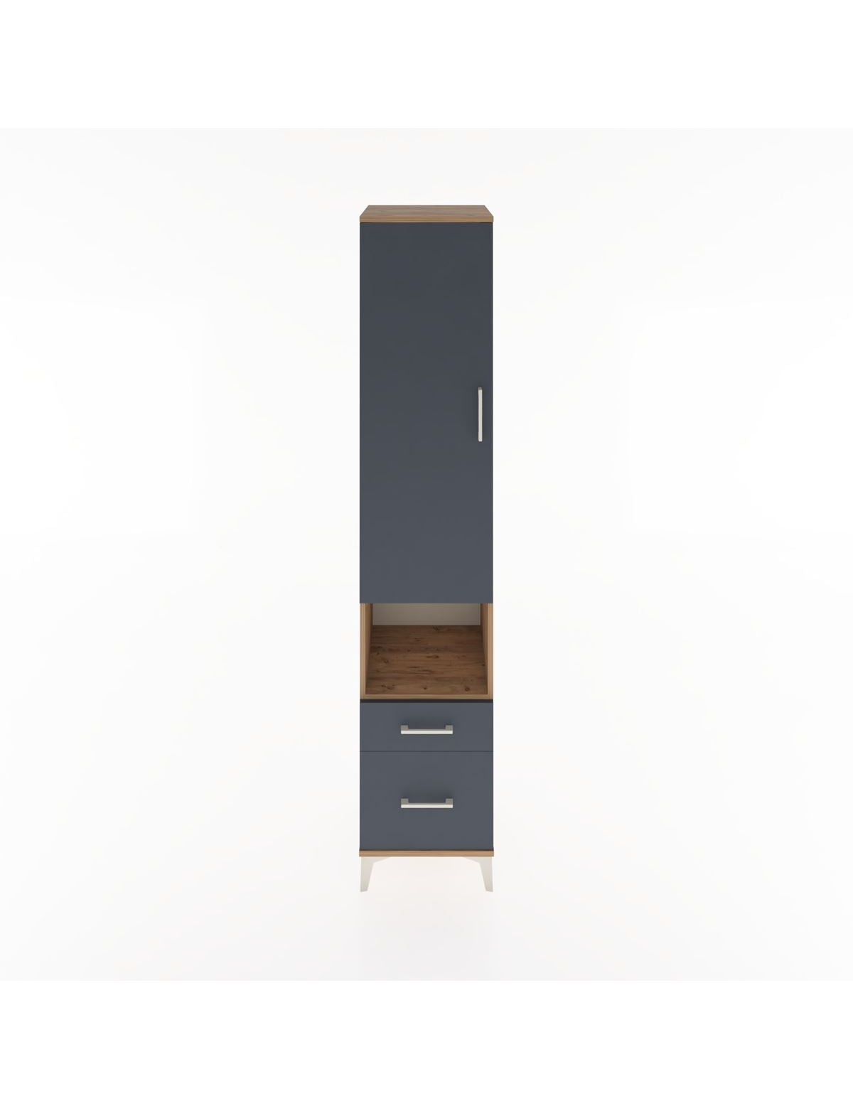 Hyperion Dolap 3 Raflı 2 Çekmeceli Tek Askılı 44x44x221 Çam-Antrasit