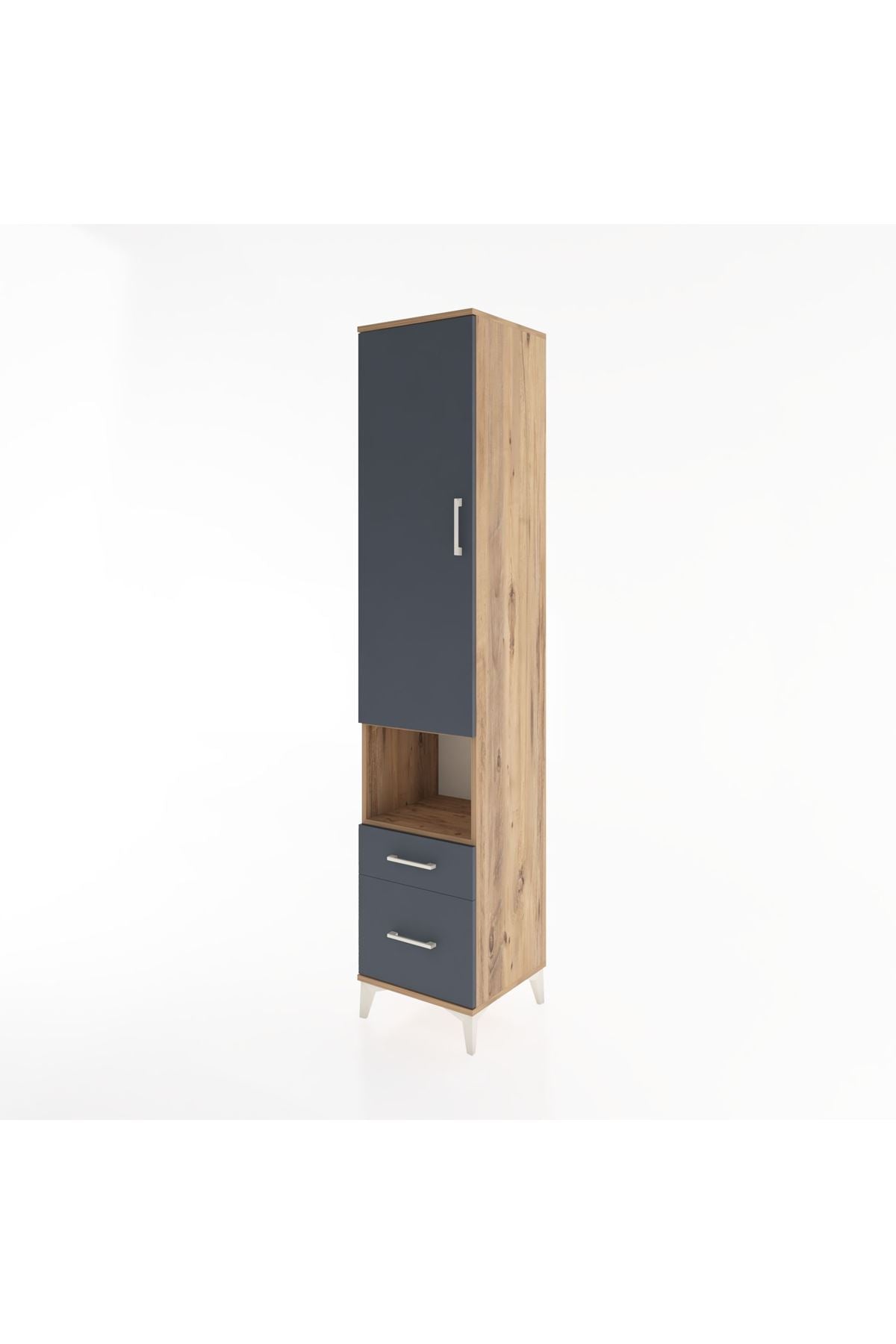 Hyperion Dolap 3 Raflı 2 Çekmeceli Tek Askılı 44x44x221 Çam-Antrasit