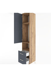 Hyperion Dolap 3 Raflı 2 Çekmeceli Tek Askılı 44x44x221 Çam-Antrasit