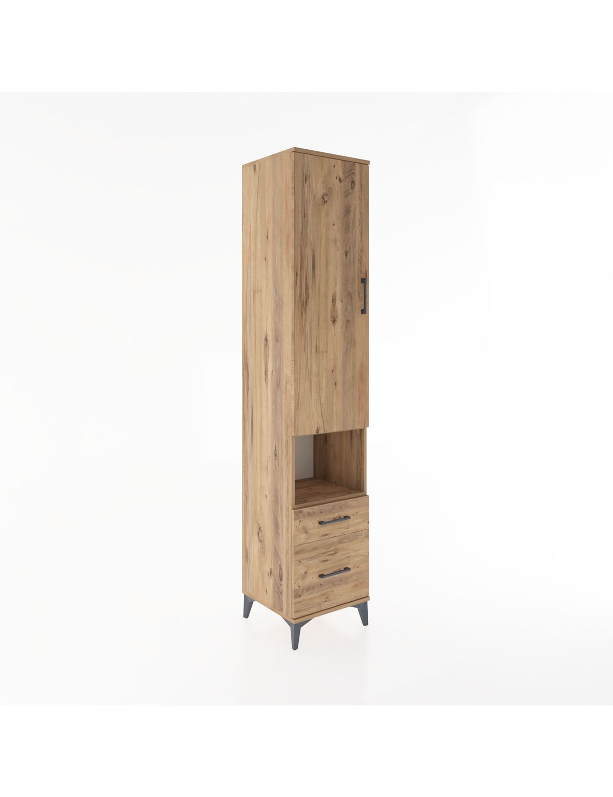 Hyperion Dolap 3 Raflı 2 Çekmeceli Tek Askılı 44x44x221 Çam-Çam