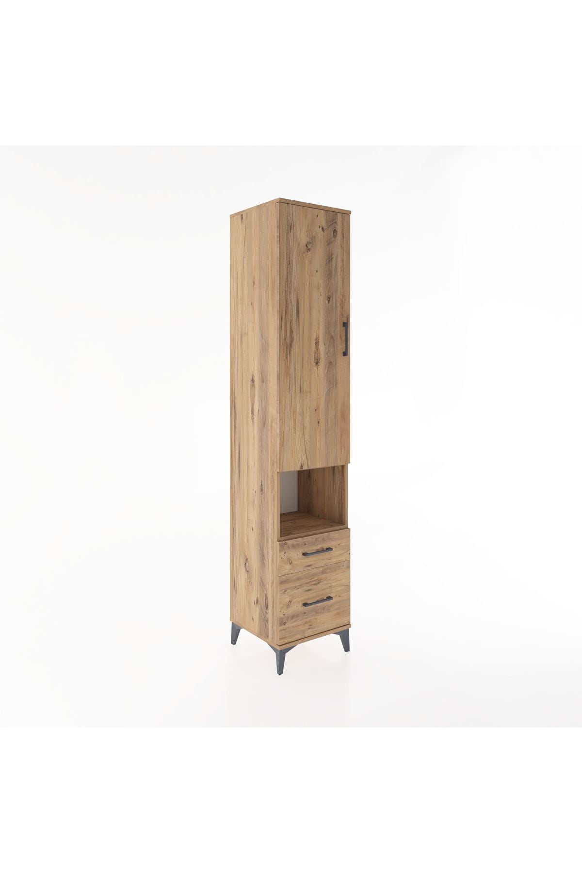 Hyperion Dolap 3 Raflı 2 Çekmeceli Tek Askılı 44x44x221 Çam-Çam