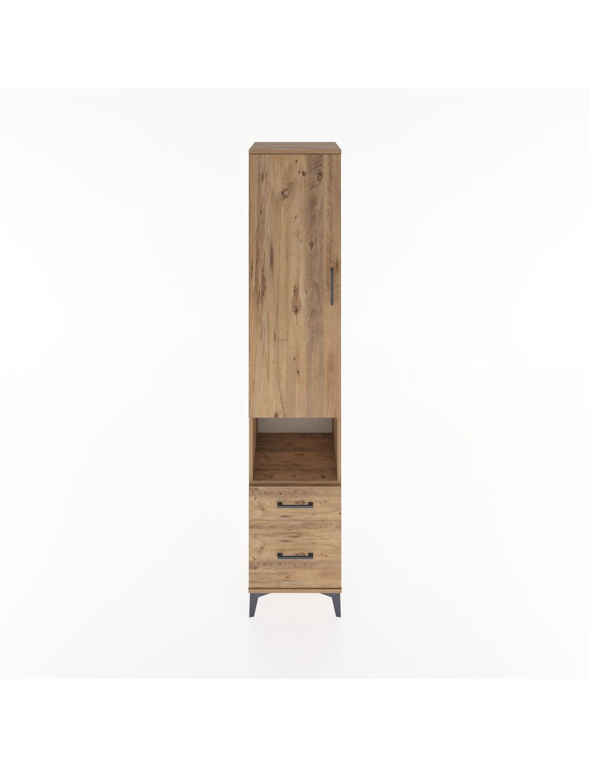 Hyperion Dolap 3 Raflı 2 Çekmeceli Tek Askılı 44x44x221 Çam-Çam