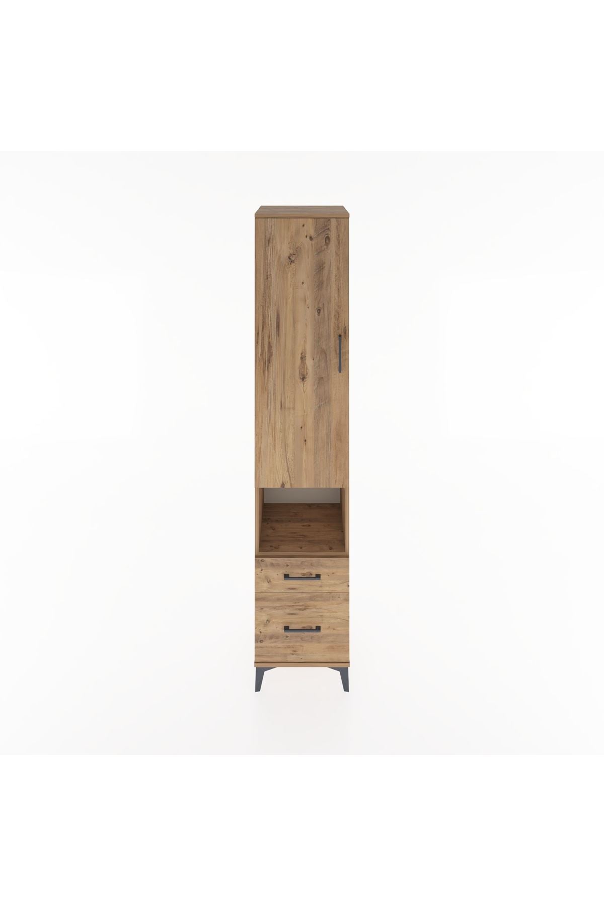 Hyperion Dolap 3 Raflı 2 Çekmeceli Tek Askılı 44x44x221 Çam-Çam