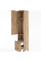 Hyperion Dolap 3 Raflı 2 Çekmeceli Tek Askılı 44x44x221 Çam-Çam