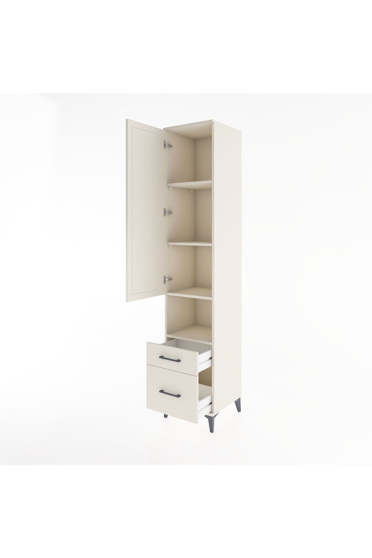 Hyperion Dolap 4 Raflı 2 Çekmeceli Tek Kapaklı 44x44x221 Aytaşı-Aytaşı