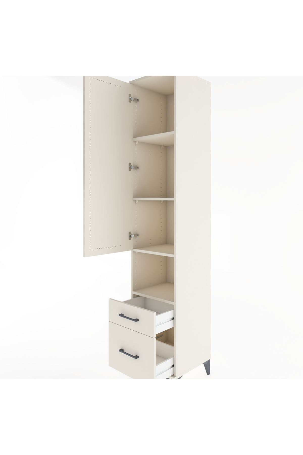 Hyperion Dolap 4 Raflı 2 Çekmeceli Tek Kapaklı 44x44x221 Aytaşı-Aytaşı