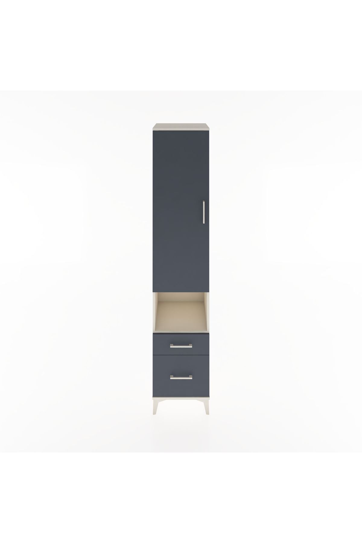 Hyperion Dolap 4 Raflı 2 Çekmeceli Tek Kapaklı 44x44x221 Aytaşı-Antrasit