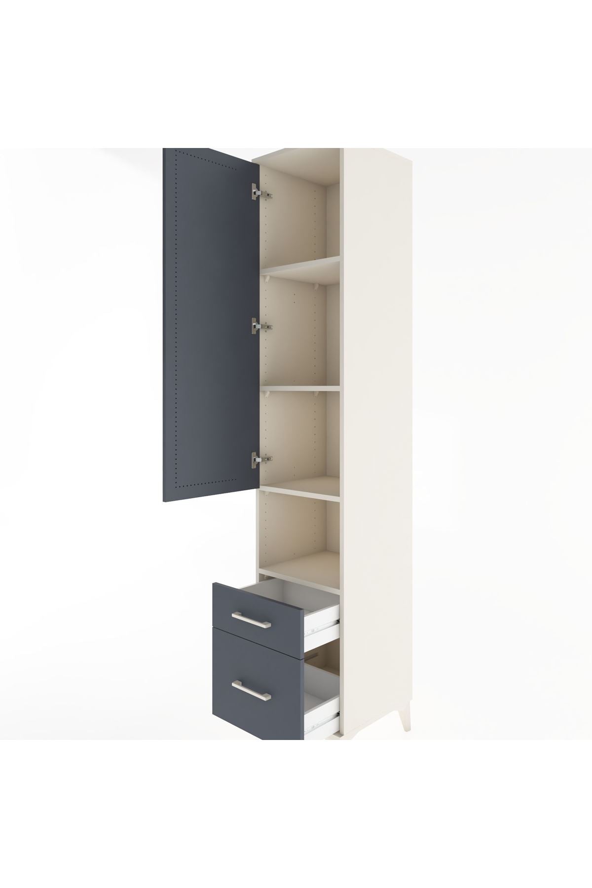 Hyperion Dolap 4 Raflı 2 Çekmeceli Tek Kapaklı 44x44x221 Aytaşı-Antrasit