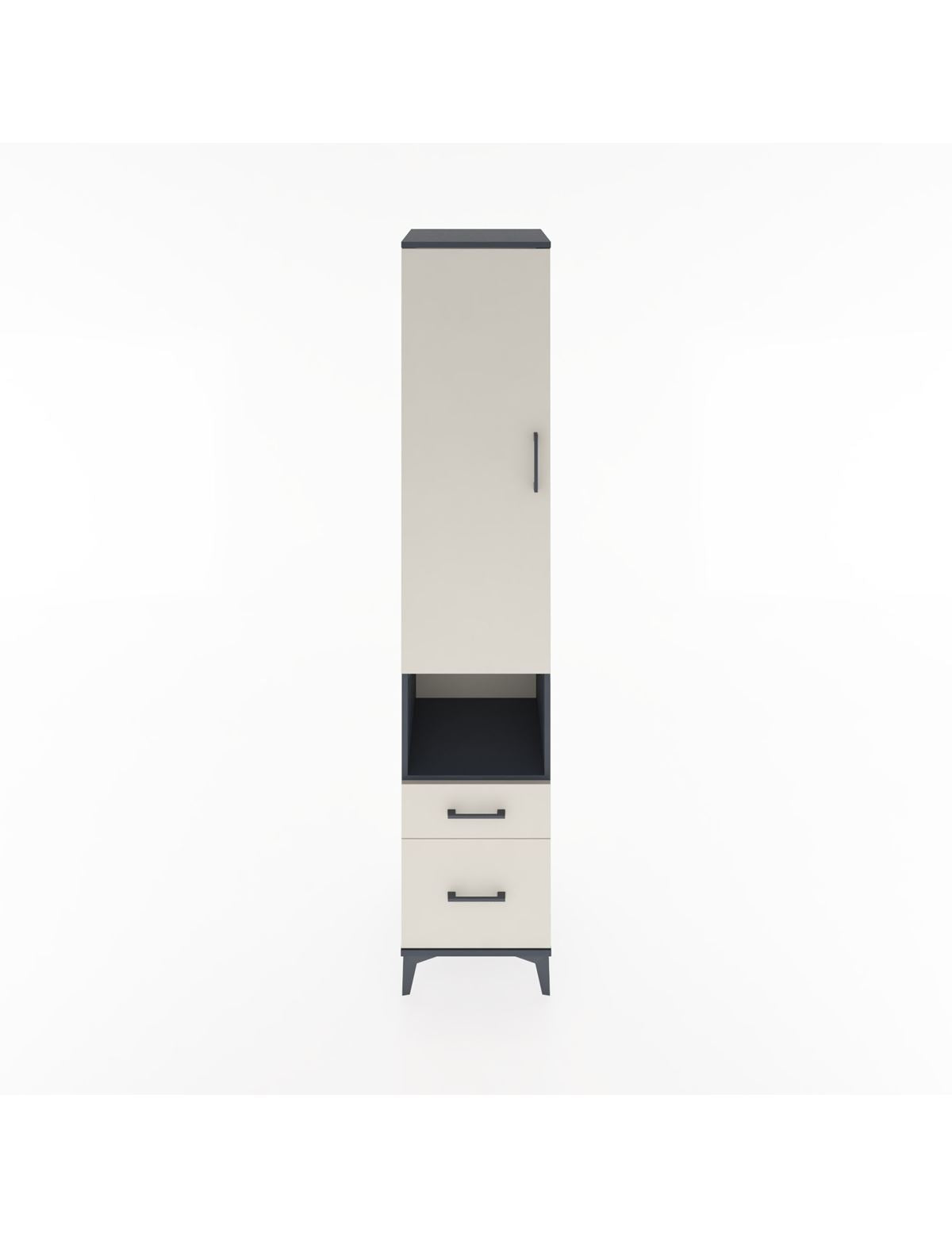 Hyperion Dolap 4 Raflı 2 Çekmeceli Tek Kapaklı 44x44x221 Antrasit-Aytaşı