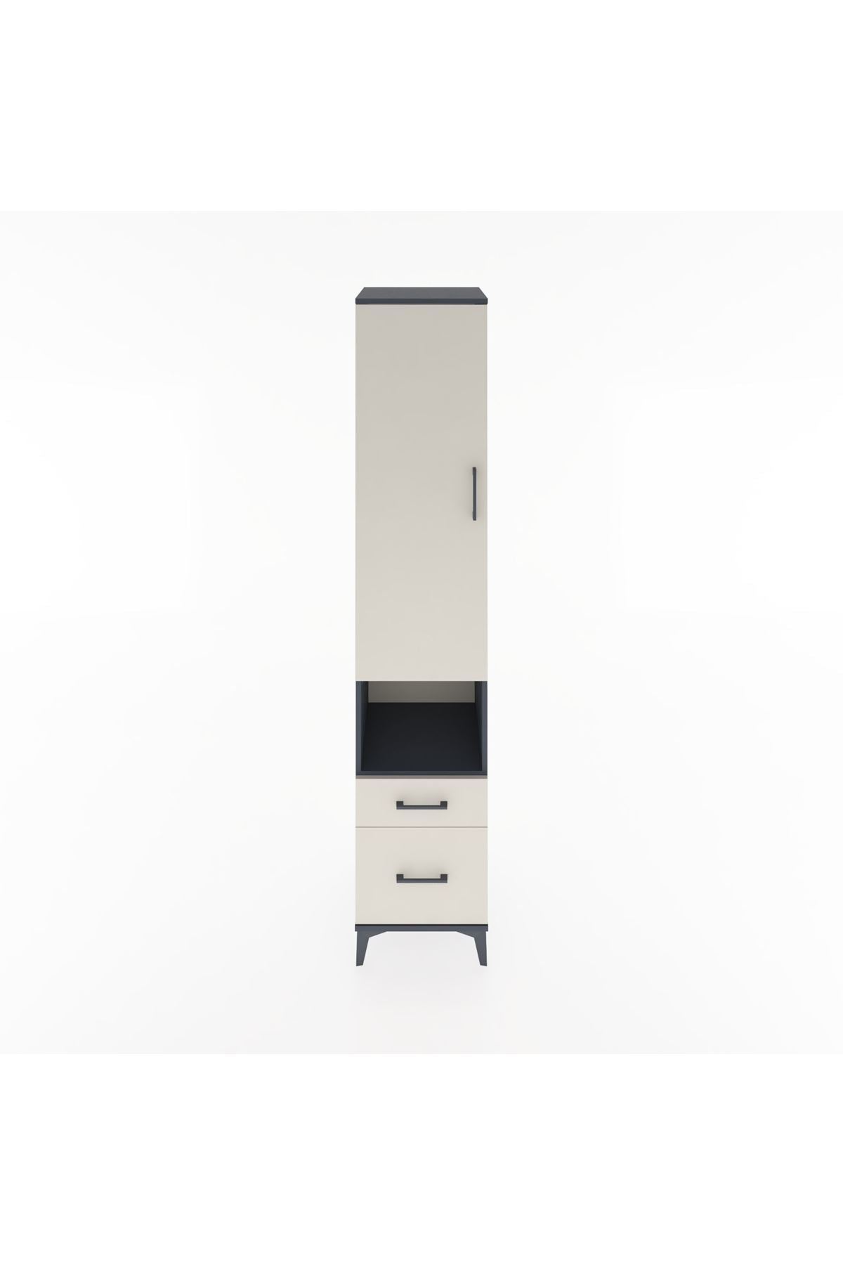 Hyperion Dolap 4 Raflı 2 Çekmeceli Tek Kapaklı 44x44x221 Antrasit-Aytaşı