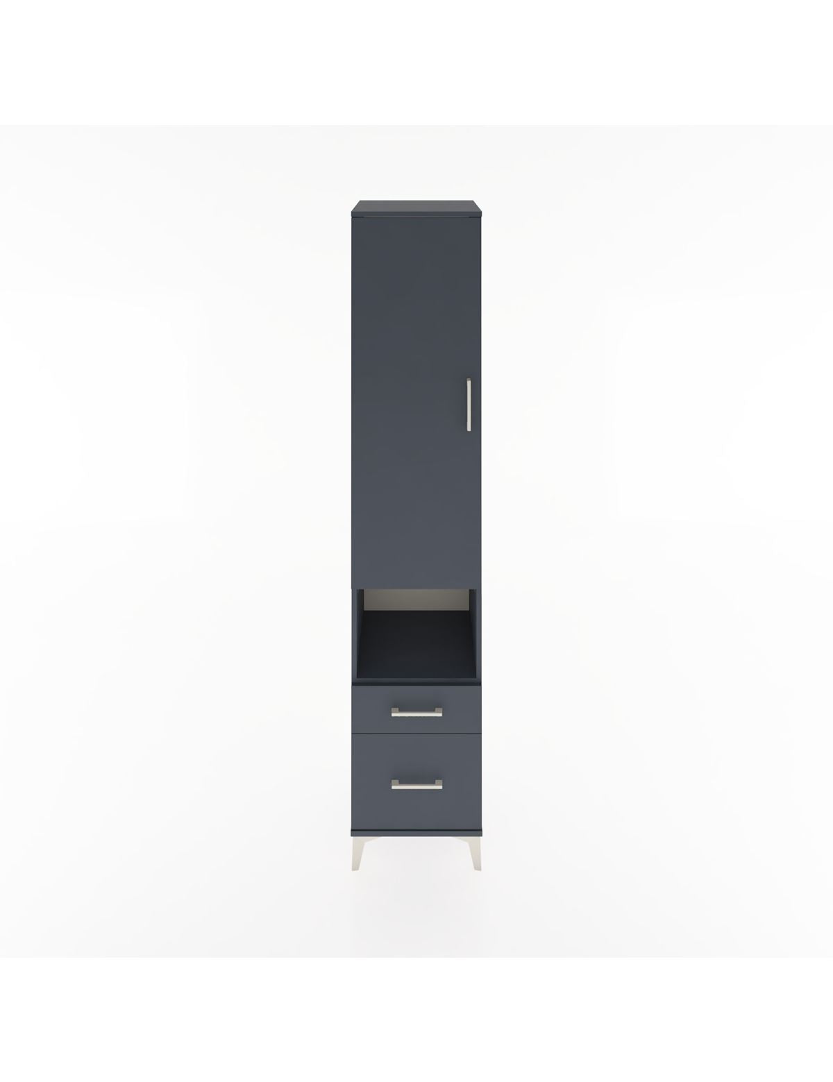 Hyperion Dolap 4 Raflı 2 Çekmeceli Tek Kapaklı 44x44x221 Antrasit-Antrasit