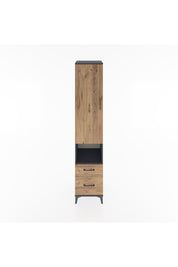 Hyperion Dolap 4 Raflı 2 Çekmeceli Tek Kapaklı 44x44x221 Antrasit-Çam