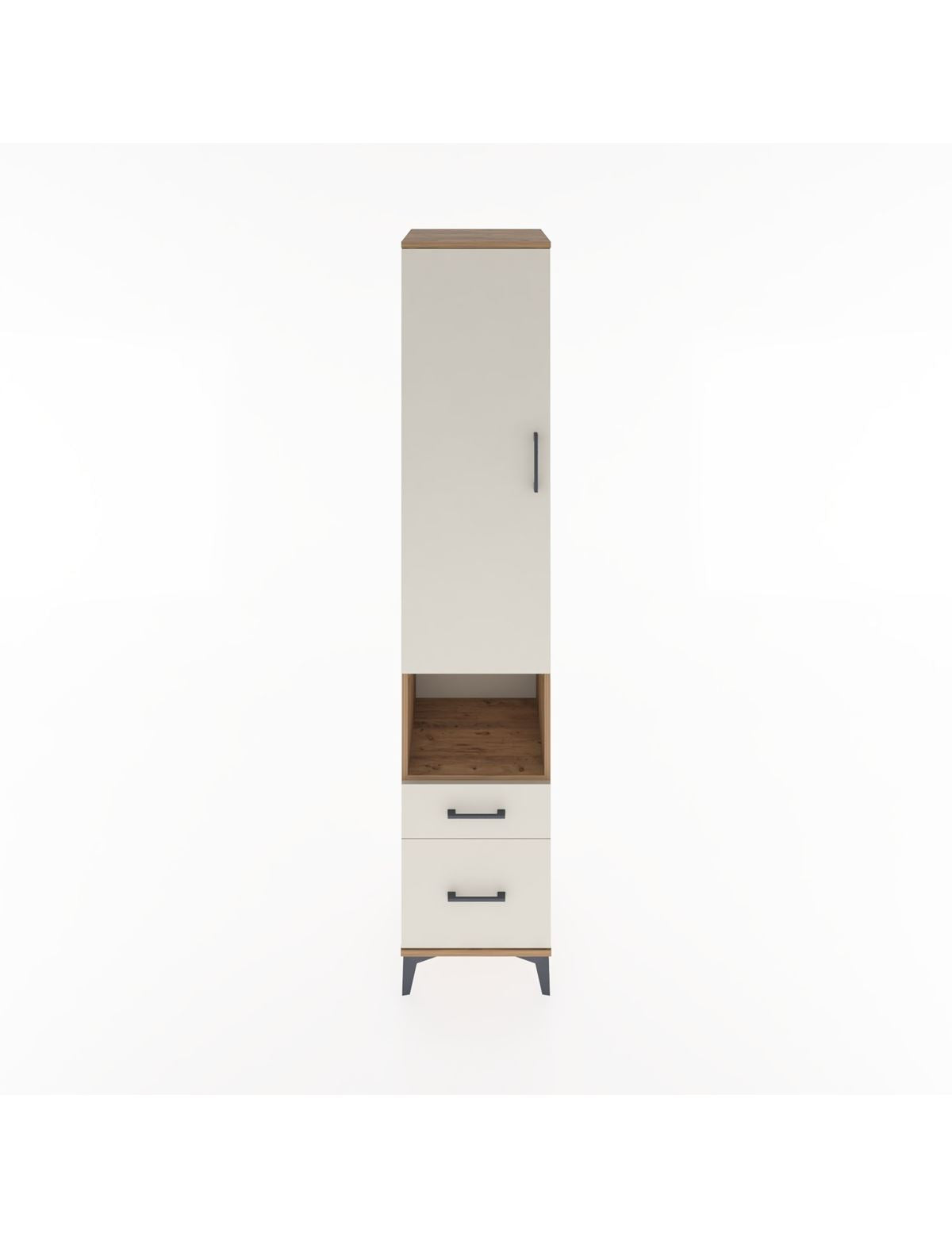 Hyperion Dolap 4 Raflı 2 Çekmeceli Tek Kapaklı 44x44x221 Çam-Aytaşı