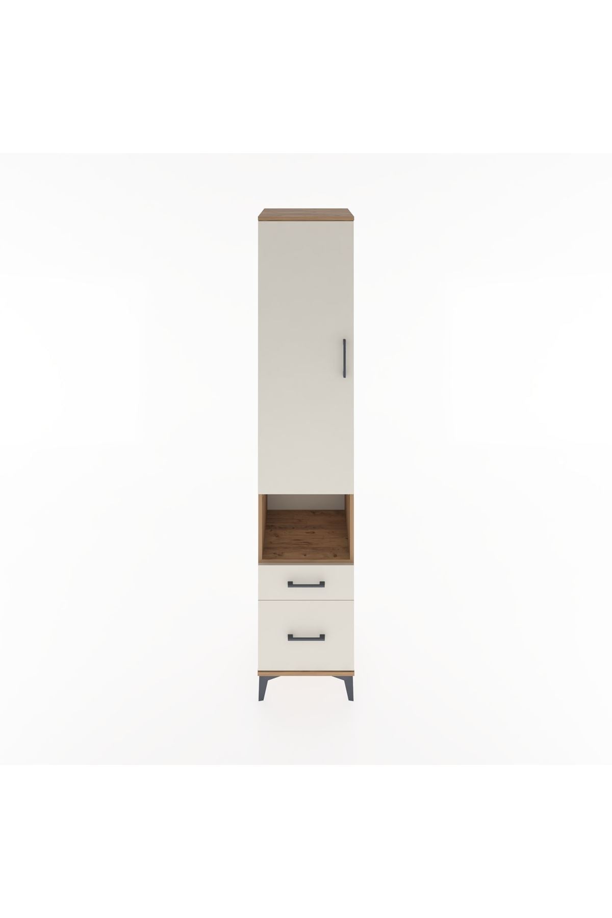 Hyperion Dolap 4 Raflı 2 Çekmeceli Tek Kapaklı 44x44x221 Çam-Aytaşı