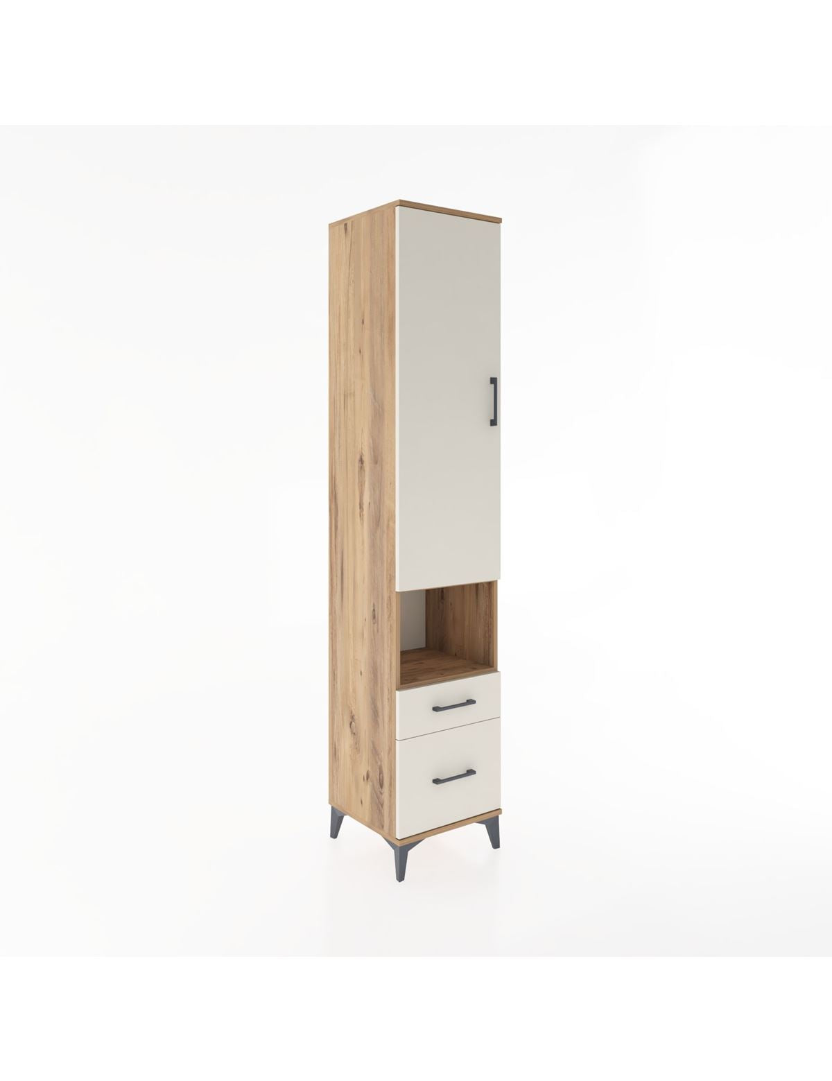 Hyperion Dolap 4 Raflı 2 Çekmeceli Tek Kapaklı 44x44x221 Çam-Aytaşı