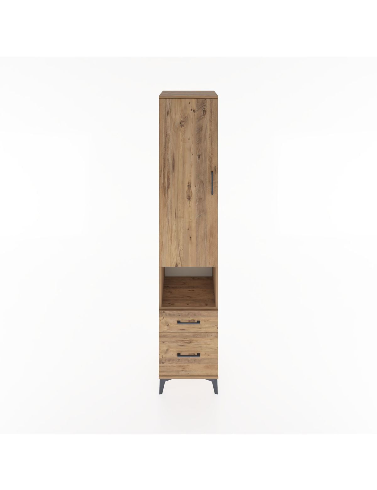 Hyperion Dolap 4 Raflı 2 Çekmeceli Tek Kapaklı 44x44x221 Çam-Çam