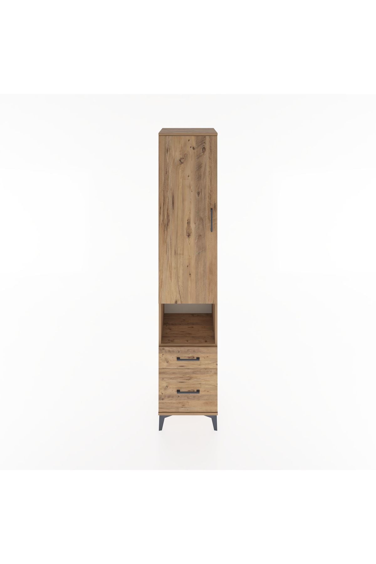 Hyperion Dolap 4 Raflı 2 Çekmeceli Tek Kapaklı 44x44x221 Çam-Çam