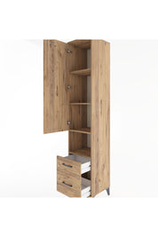 Hyperion Dolap 4 Raflı 2 Çekmeceli Tek Kapaklı 44x44x221 Çam-Çam