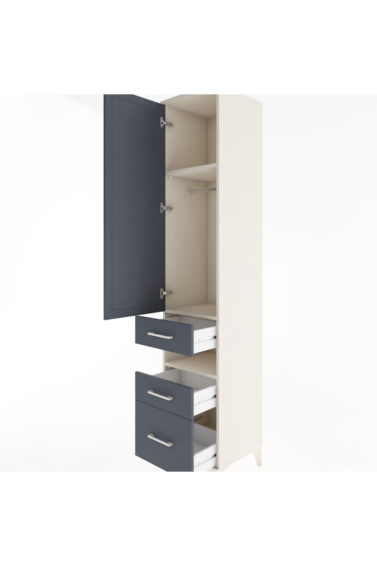 Hyperion Dolap 3 Raflı 3 Çekmeceli Tek Askılı 44x44x221 Aytaşı-Antrasit