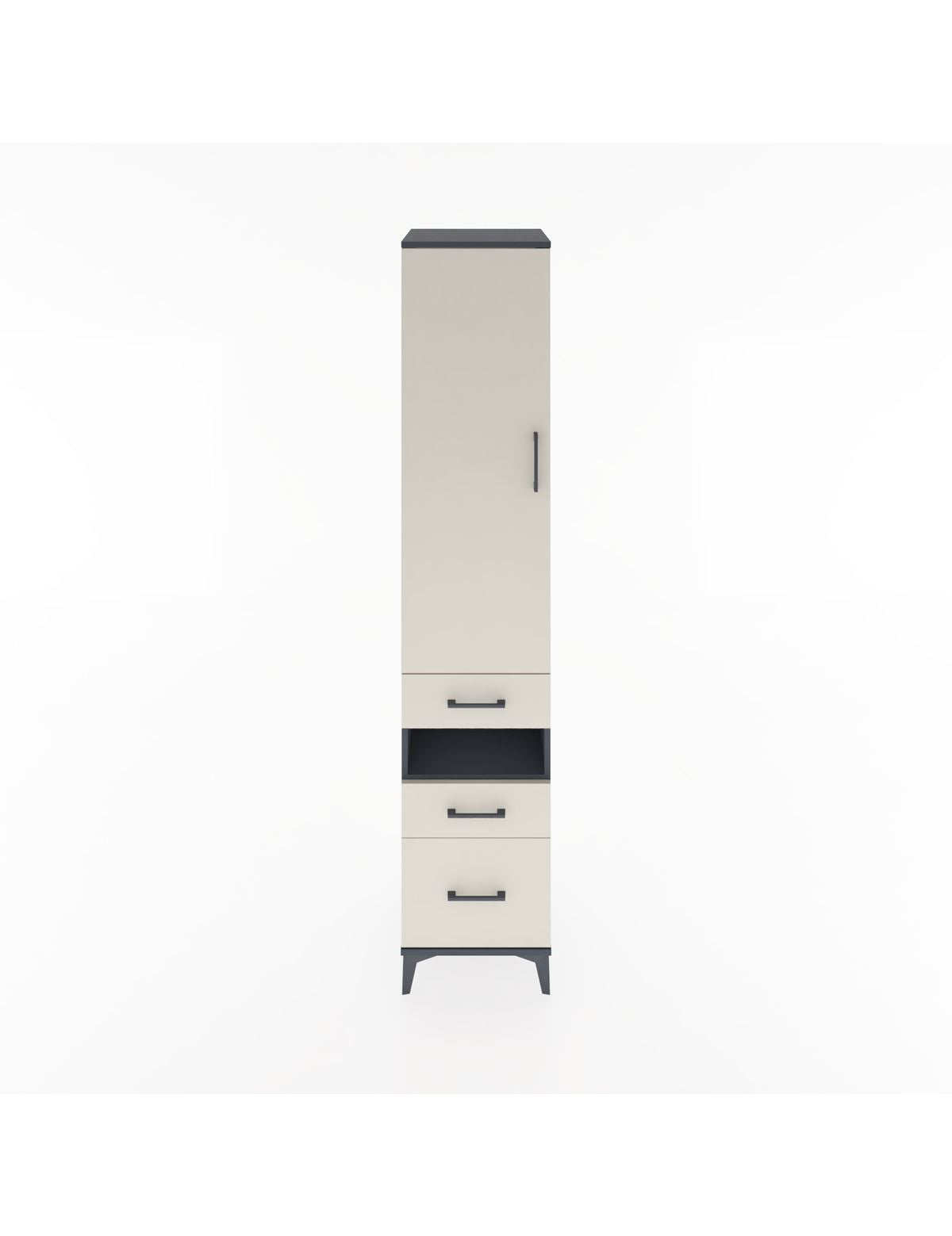 Hyperion Dolap 3 Raflı 3 Çekmeceli Tek Askılı 44x44x221 Antrasit-Aytaşı