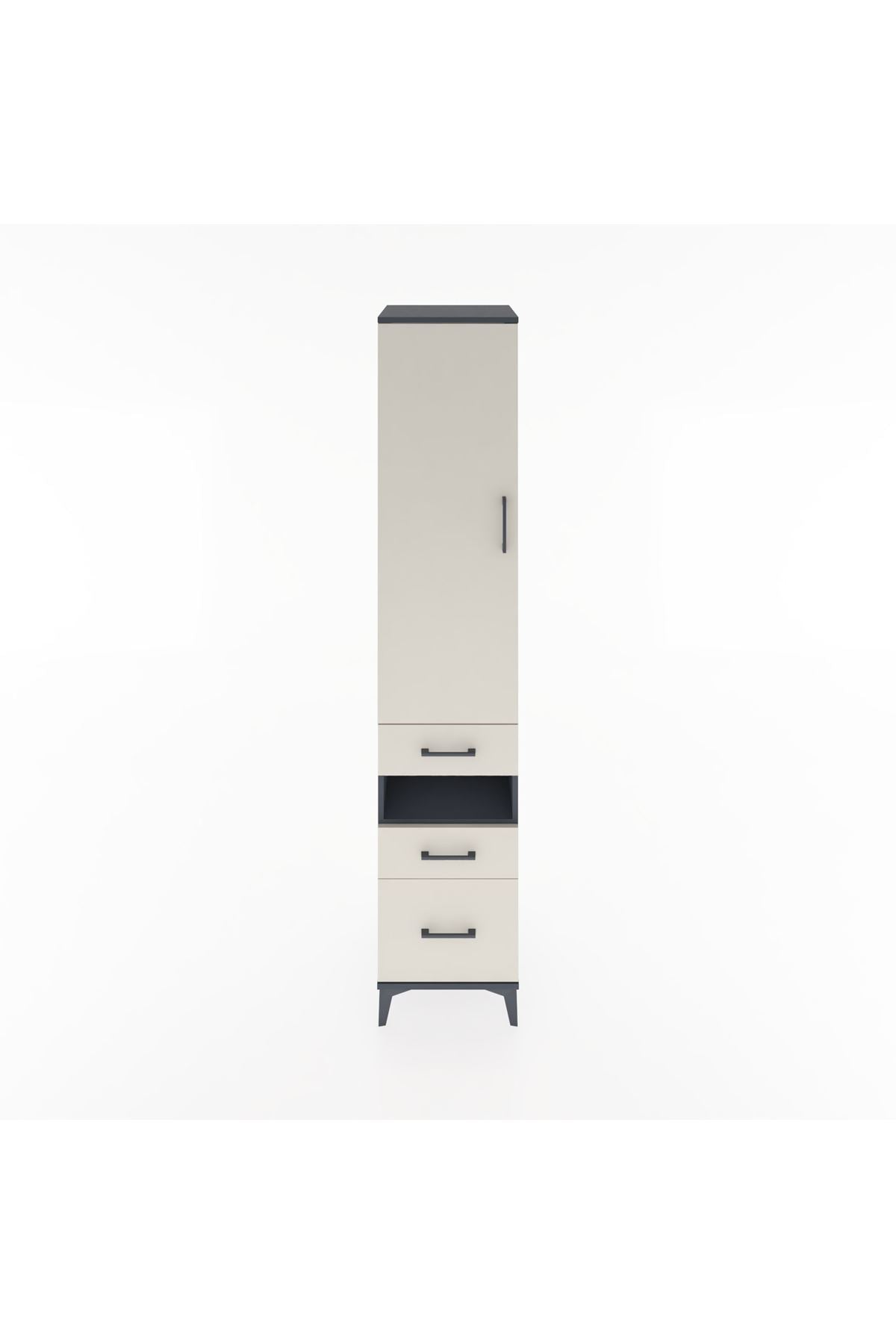 Hyperion Dolap 3 Raflı 3 Çekmeceli Tek Askılı 44x44x221 Antrasit-Aytaşı