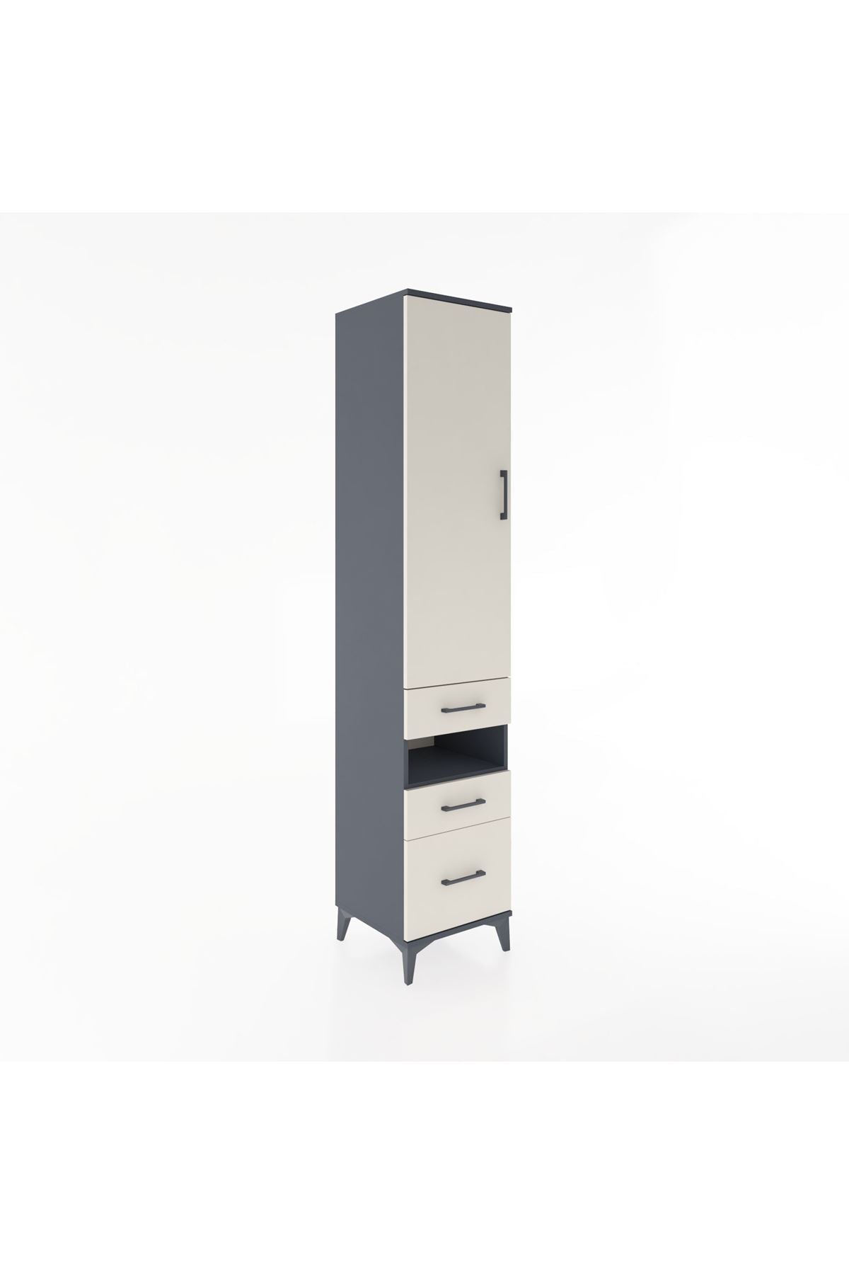 Hyperion Dolap 3 Raflı 3 Çekmeceli Tek Askılı 44x44x221 Antrasit-Aytaşı