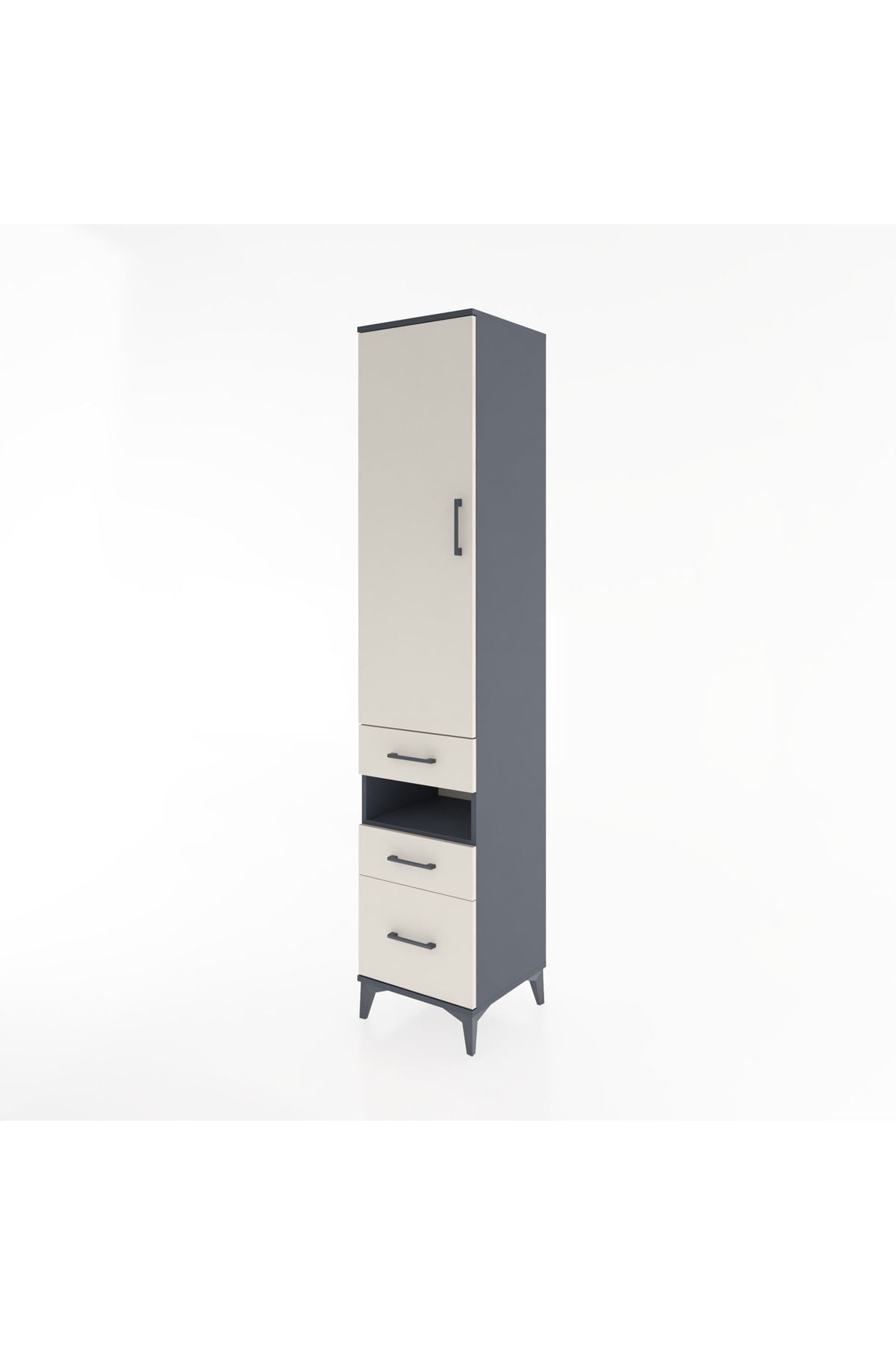 Hyperion Dolap 3 Raflı 3 Çekmeceli Tek Askılı 44x44x221 Antrasit-Aytaşı