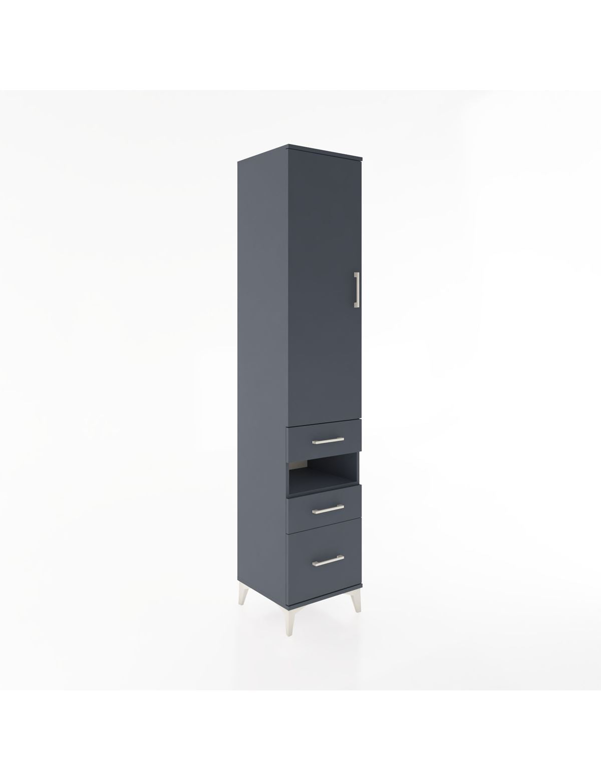 Hyperion Dolap 3 Raflı 3 Çekmeceli Tek Askılı 44x44x221 Antrasit-Antrasit