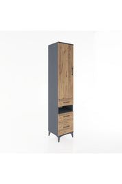 Hyperion Dolap 3 Raflı 3 Çekmeceli Tek Askılı 44x44x221 Antrasit-Çam